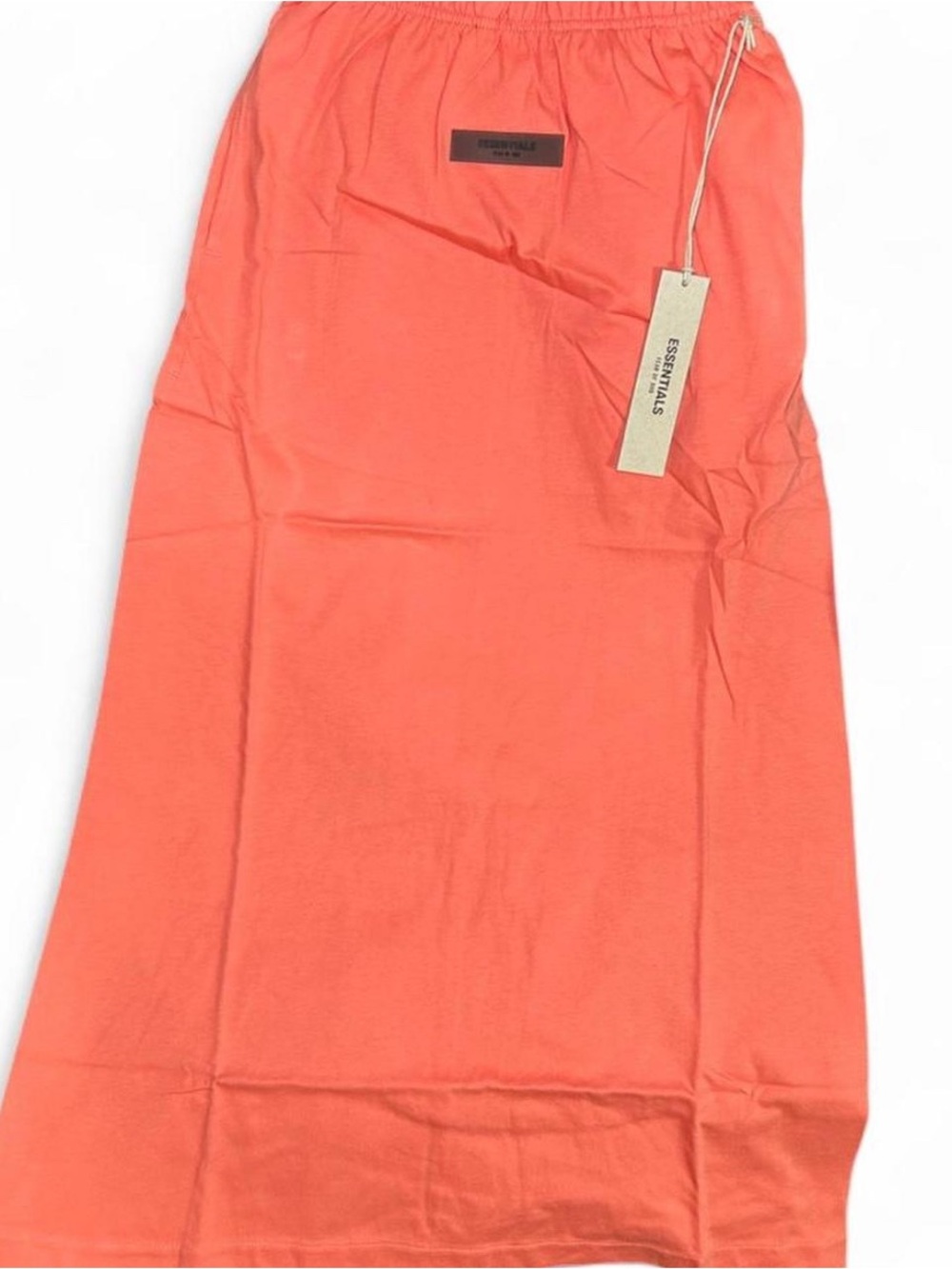 Essentials Coral-Orange Elastic-Waist Maxi Skirt